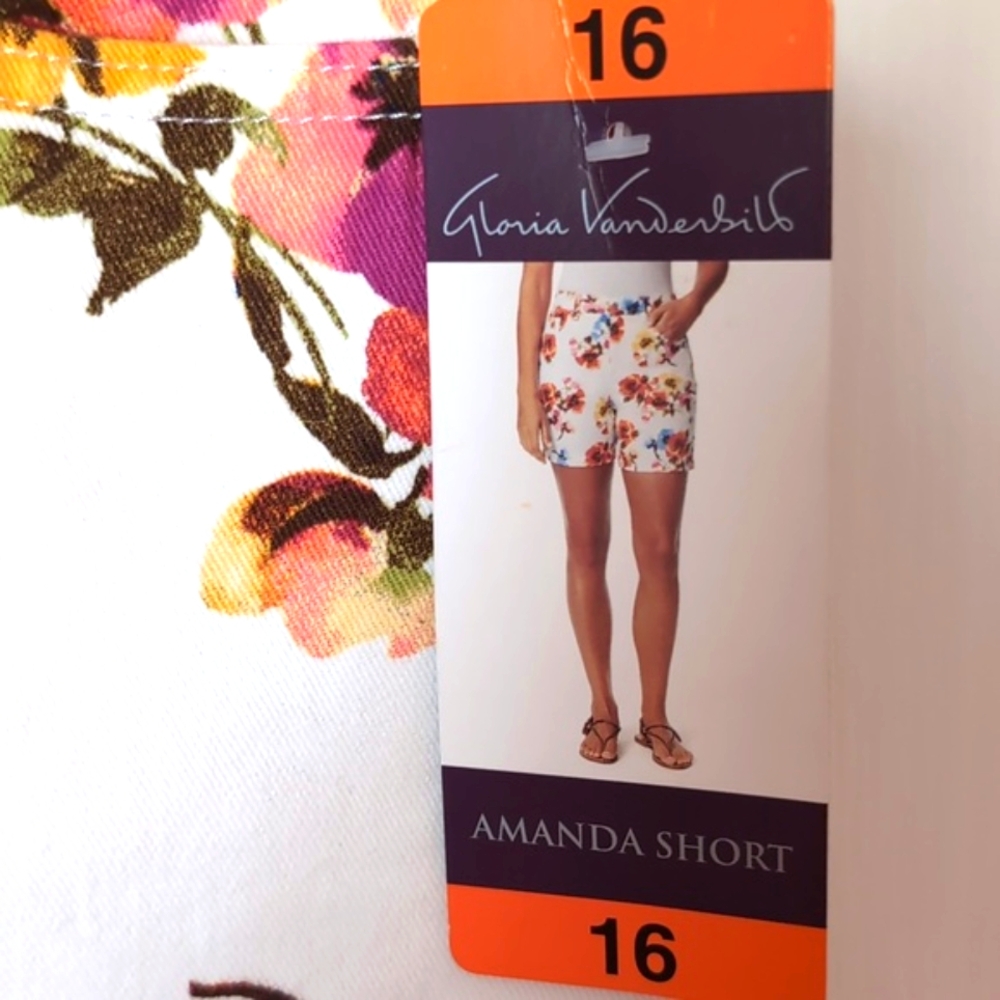 Gloria Vanderbilt White Floral High Rise Amanda Shorts. Size 16. NWT - Picture 5 of 15